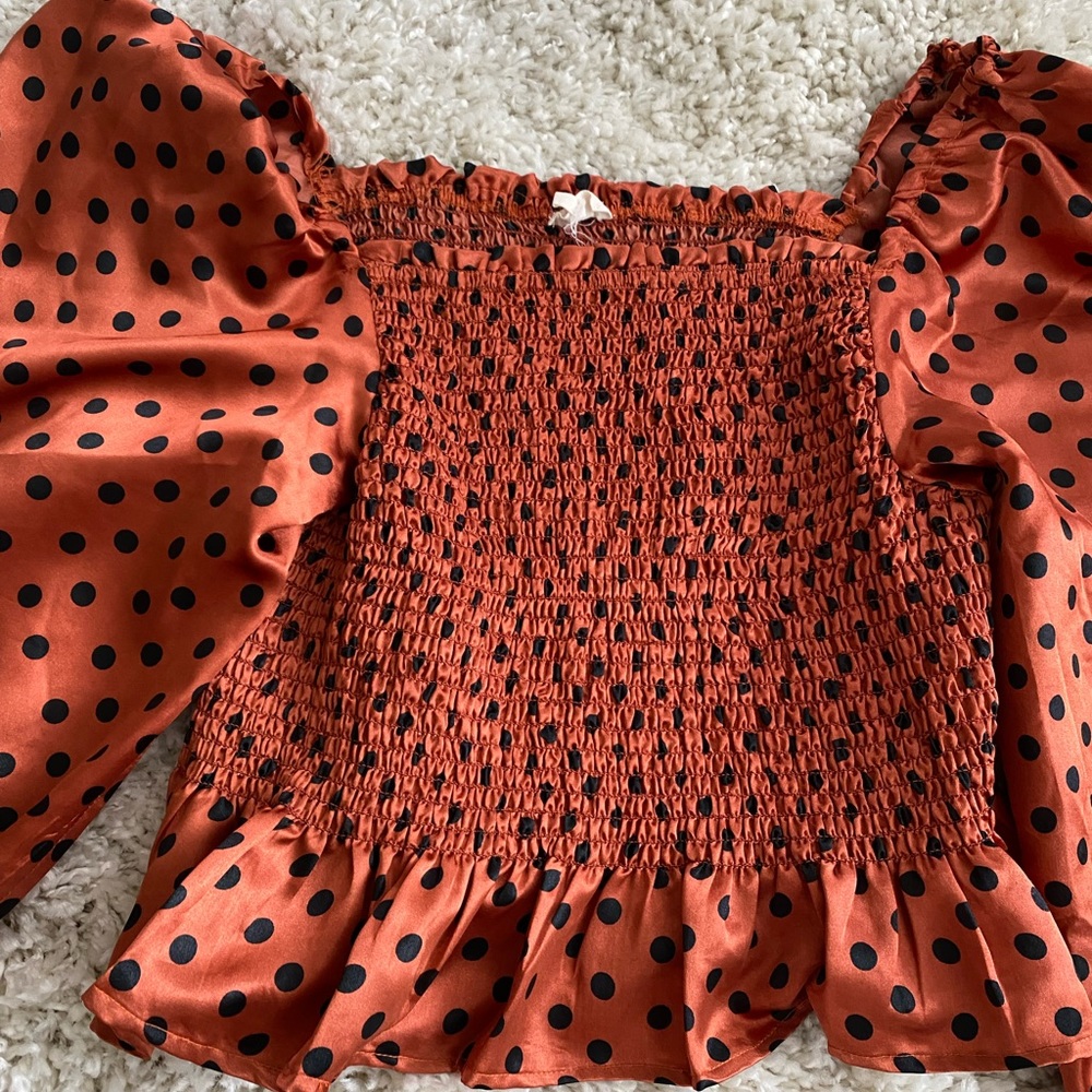Pooka Dot Pleated Peplum Top